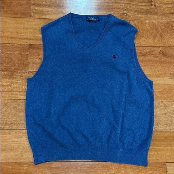 Polo by Ralph Lauren Pima Cotton V-Neck Blue Sweater Vest size XL - Picture 1 of 8